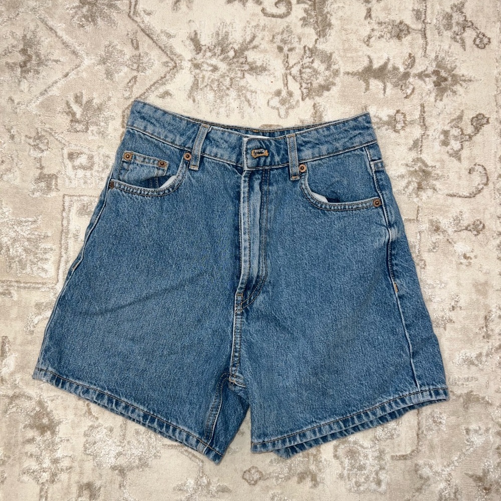 Zara Blue Jean Shorts High-Waisted Relaxed Fit